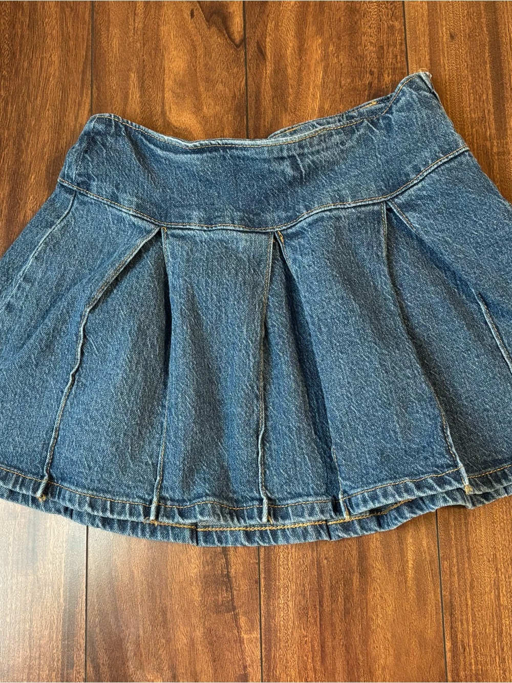 Girls Jean Pleated Side Zipper Skirt Size 8